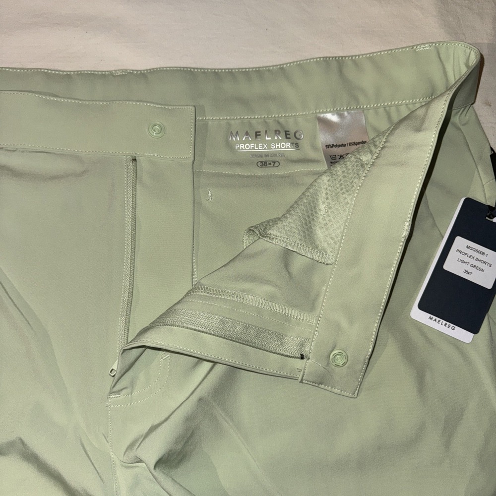 Maelreg Performance Light Green Mint Golf Shorts Men's Size 38x7 NWT - Picture 7 of 10